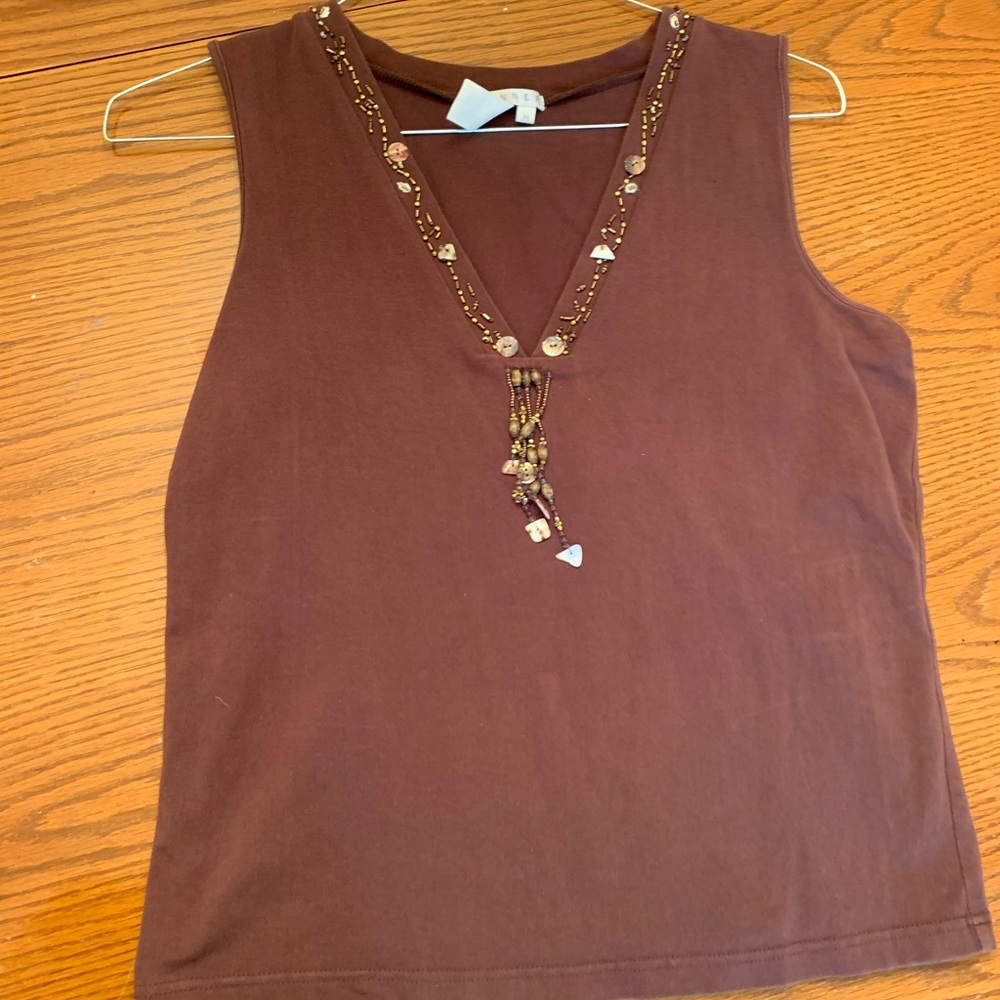 Spanner brown top with beads size M